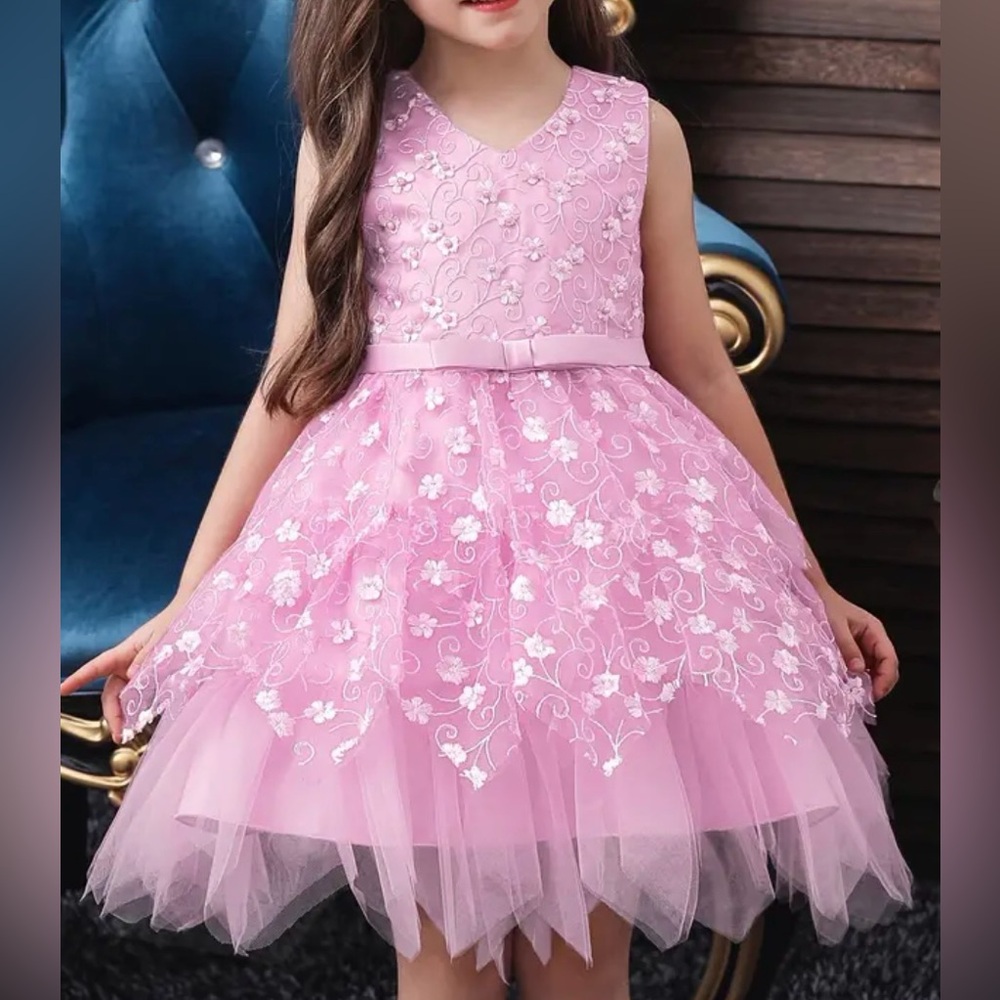 Toddler Girls 5T Pink Tutu Dress Flowers Bow